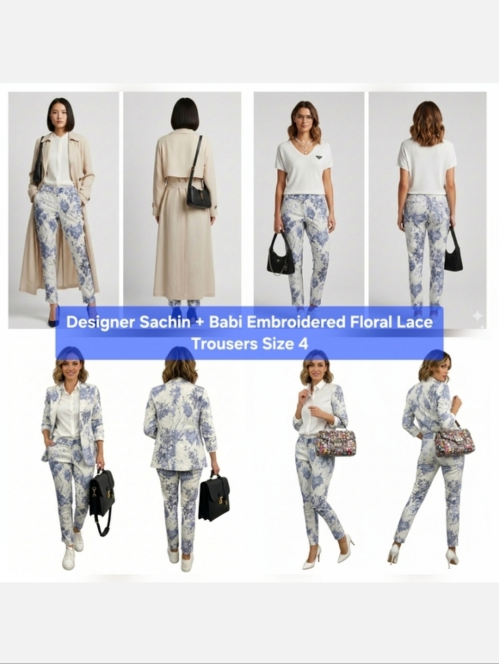Sachin + Babi Embroidered Floral Lace Trousers Size 4